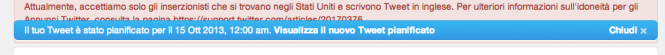 Messaggio tweet pianificato