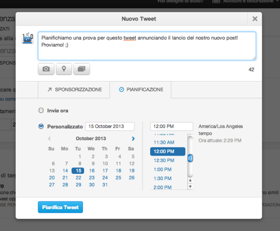 Scheda Scheduing tweets