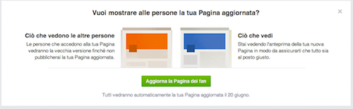 Alert aggiornamento Facebook