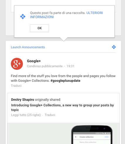 annuncio raccolte google+