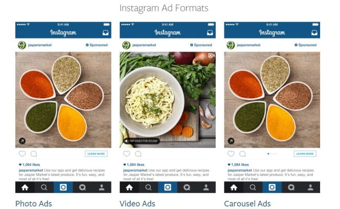 instagram ads format