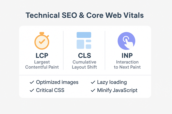 Core Web Vitals: LCP, CLS, INP e leve tecniche per migliorarli