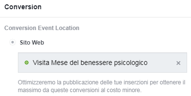 Ottimizzazione conversione Facebook ads
